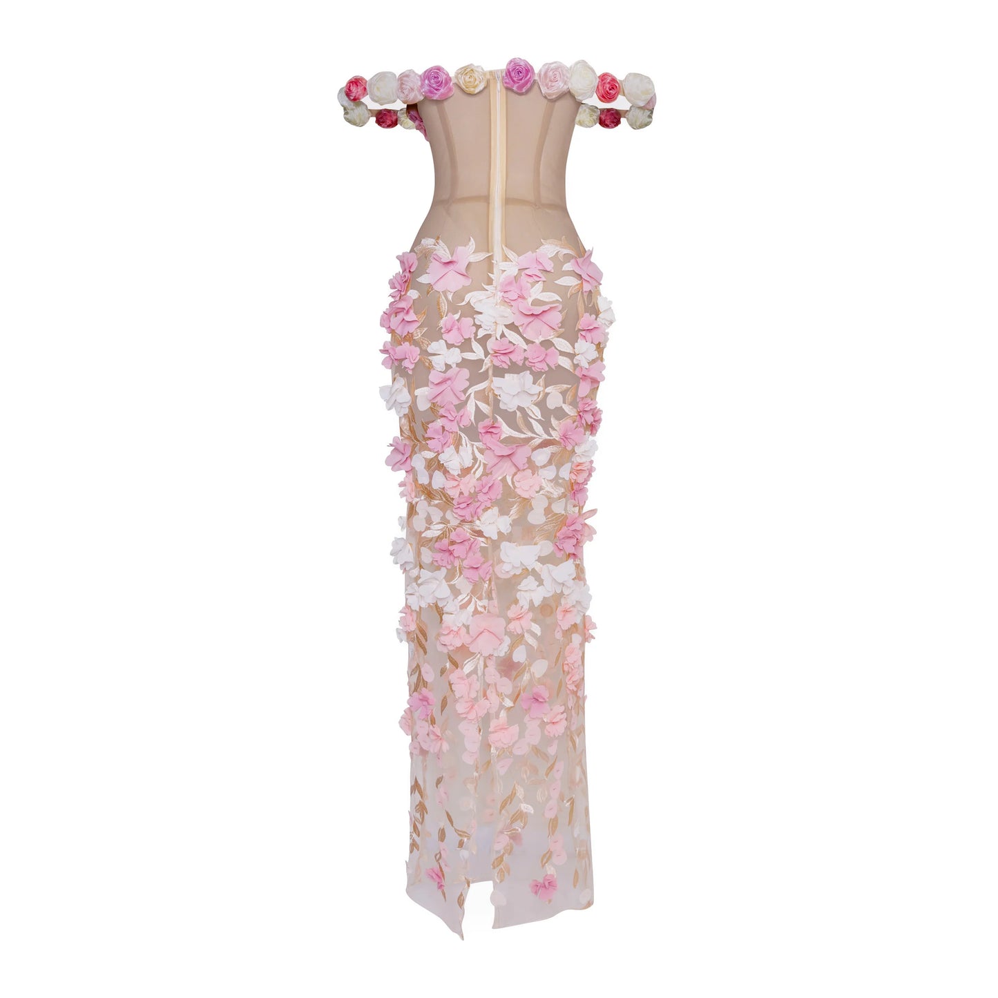 The Bloom Sheer Corset Gown with 3D Floral Appliqué