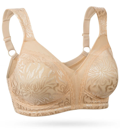 Women'S Full Coverage plus Size Bra Non Padded Wireless Minimizer Bra, Dark Nude 46H