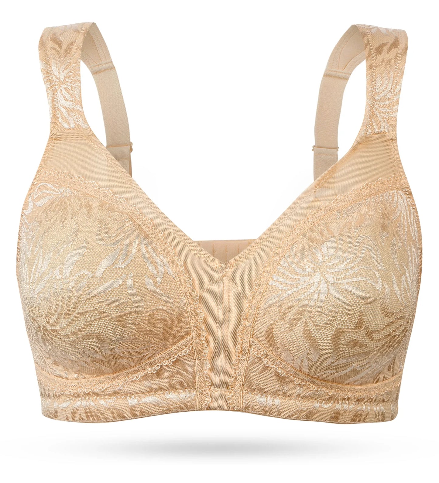 Women'S Full Coverage plus Size Bra Non Padded Wireless Minimizer Bra, Dark Nude 46H