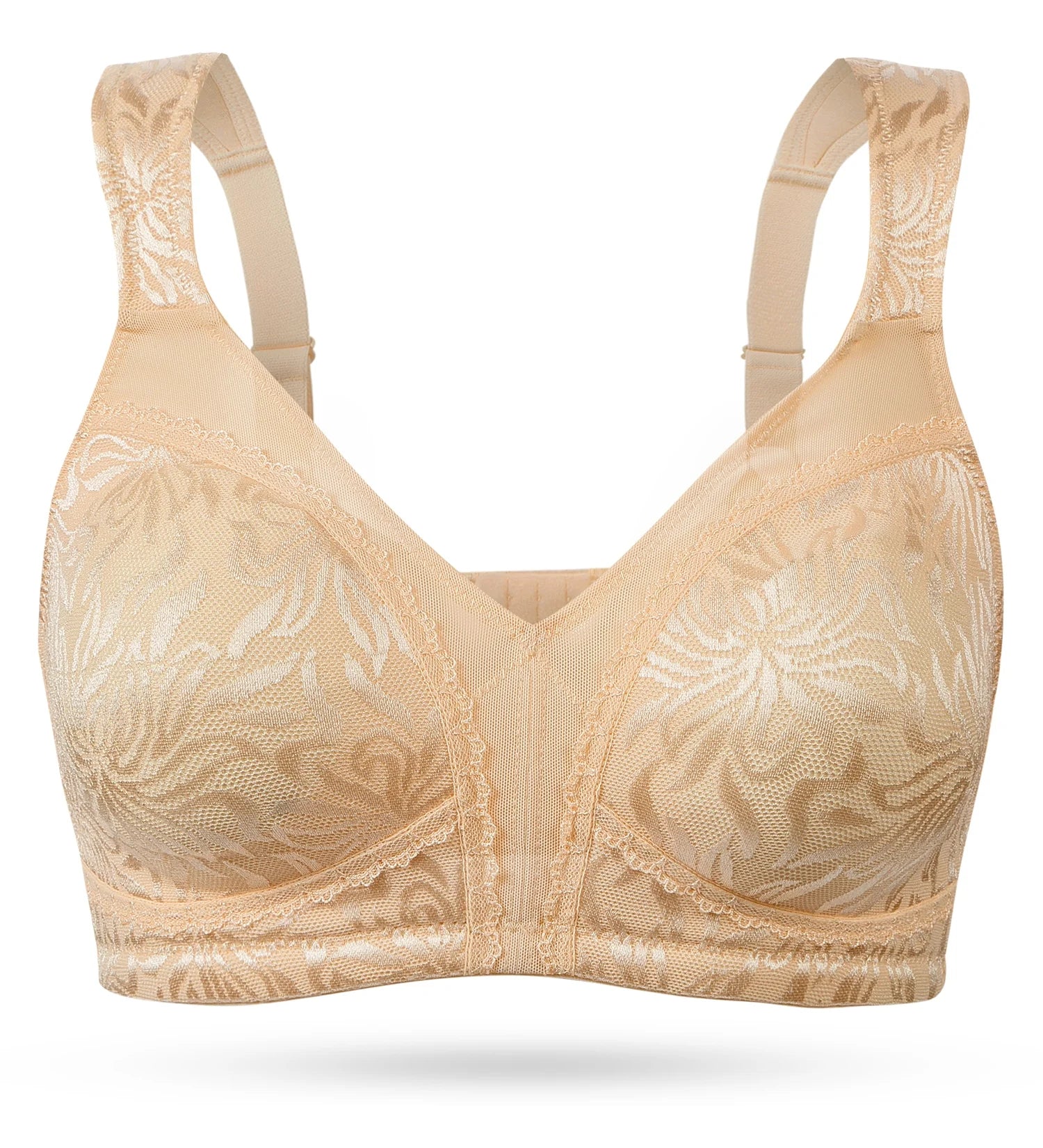 Women'S Full Coverage plus Size Bra Non Padded Wireless Minimizer Bra, Dark Nude 46H